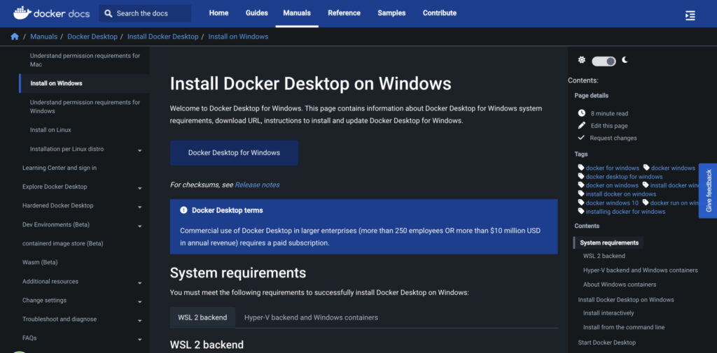 docker desktop for windowsインストーラー